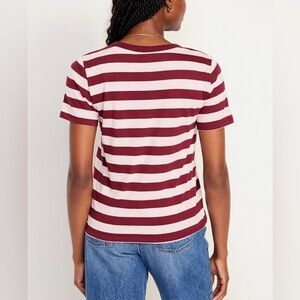 Socialite Mauve & Pink Striped top Casual Short Sleeve relaxed Tee size Medium
